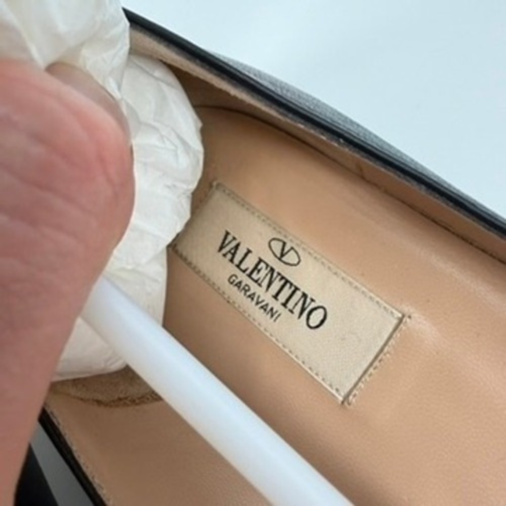 Valentino Garavani Black Leather Ankle Strap Flats TWDS0486 NK2 Size 37.5 - Picture 3 of 12